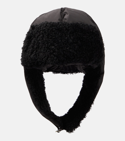 Yves Salomon Shearling-trimmed Down Hat In Black