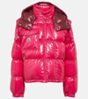 Moncler Logo-patch Hooded Padded Jacket In Pink