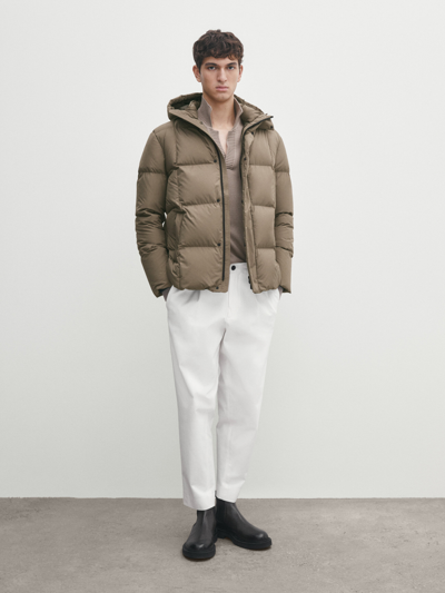 Massimo Dutti Down And Feather Puffer Jacket In Washed ModeSens