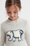 Reiss Kids' Polli - Grey Senior Casual Knitted Polar Bear Jumper, Uk 12-13 Yrs