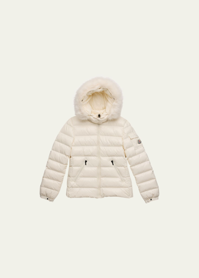 Moncler Kids Bady Faux Fur Quilted Jacket In Natural