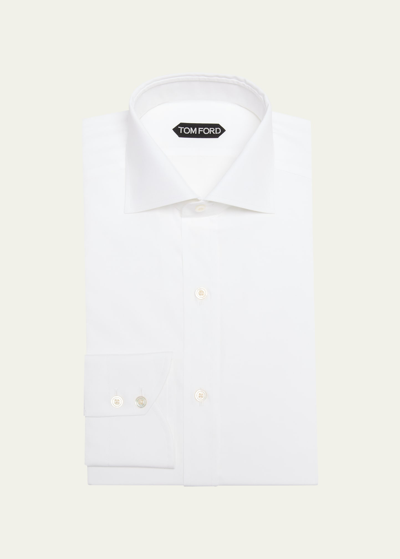 Tom Ford Men's Cocktail Voile Slim-fit Cotton Dress Shirt In Optical Wh
