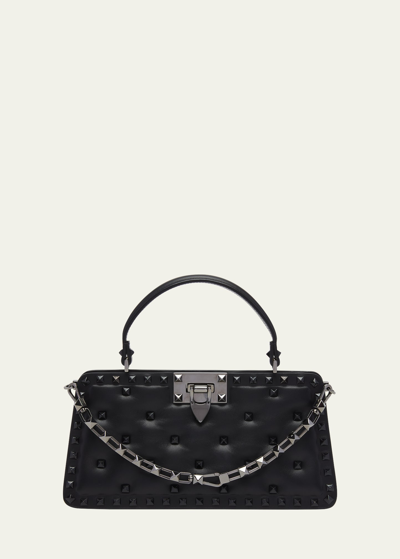 Valentino Garavani Women's Rockstud Padded Nappa Top Handle Handbag In Black