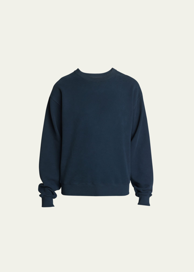 Saint Laurent Men's Terry Logo Back Sweatshirt In Petrol