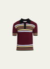 Wales Bonner Mens Red Blue And Yellow Wander Striped Regular-fit Wool-blend Polo Shirt In Red Blue And Yell