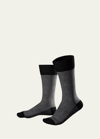 Marcoliani Men's Pima Cotton Mid-calf Socks In 007 Black