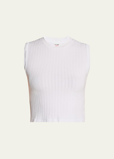 Re/done Women's Cropped Cotton-blend Muscle Tank In Optic White