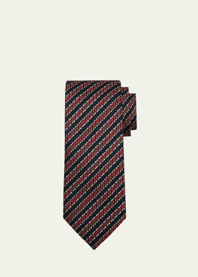 Zegna Men's Silk-wool Jacquard Stripe Tie In Dk Orgstrp