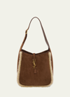 Saint Laurent Le 5 A 7 Shearling & Suede Shoulder Bag In 2281 Dk Sigaro Na