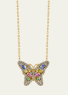 SUZANNE KALAN 18K YELLOW GOLD DIAMOND AND SAPPHIRE BUTTERFLY NECKLACE