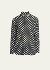 SAINT LAURENT MEN'S POLKA DOT SILK SPORT SHIRT