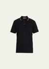 Moncler Men's Archivio Pique Tipped-collar Polo Shirt In Black