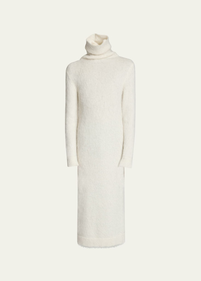 Saint Laurent Men's Extra-long Turtleneck Sweater In Mohair In White