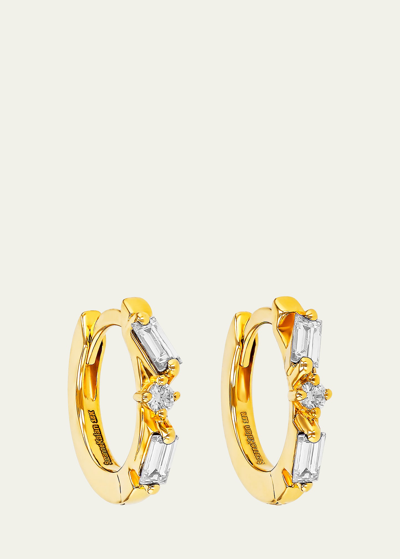 Suzanne Kalan 18k Yellow Gold Diamond Huggie Earrings In Yg