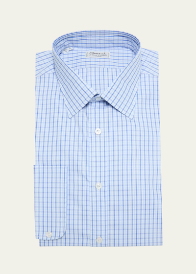 Charvet Men's Check-print Cotton Dress Shirt In Royal - Blu