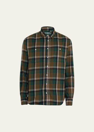 Gitman Brothers Shirt Co. Men's Check Flannel Sport Shirt In Olive