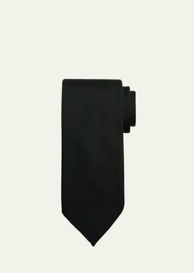 Brioni Men's Textured Silk Tie In Dark Green