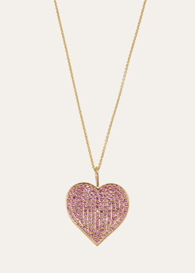 Sydney Evan 14k Yellow Gold 20th Pink Sapphire Heart Charm Tiffany Chain Necklace In Yg