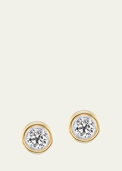 Gemella Jewels 18k Yellow Gold Double Bubble Bezel Round Diamond Stud Earrings