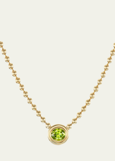 Gemella Jewels 18k Yellow Gold Double Bubble Bezel Peridot Oval Pendant Necklace