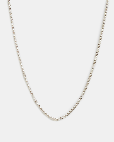 Allsaints Lyan Sterling Silver Box Necklace In Warm Silver