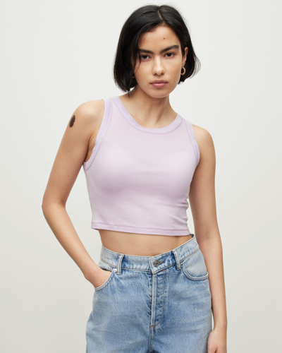 Allsaints Rina Sleeveless Cropped Tank Top In Lavender