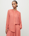 Allsaints Hezzy Gathered Neck Tunic Blouse In Tainted Pink