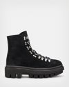 Allsaints Wanda Genuine Shearling Lug Sole Combat Boot In Black