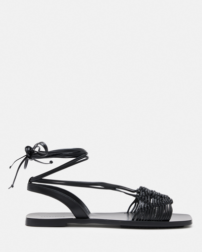 Allsaints Donna Leather Rope Strappy Sandals In Black