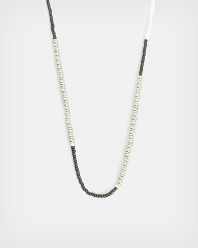 Allsaints Brooks Sterling Silver Bead Necklace In Warm Silver