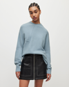 Allsaints Lock Asymmetric Hem Crewneck Sweater In Blue