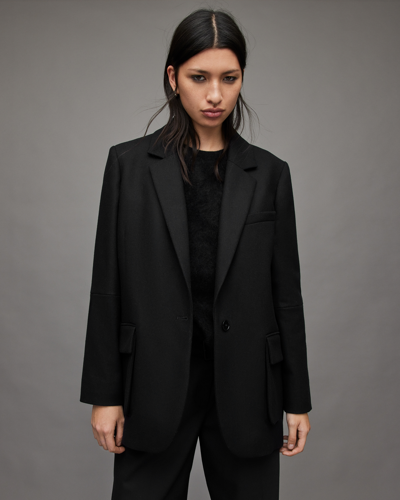 Allsaints Jessa Wool Blend Blazer Jacket In Black