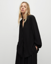 Allsaints Hezzy Stand Collar Draped Shirt In Black
