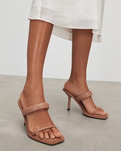 Allsaints Ava Leather Heeled Sandals In Pink