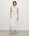 Allsaints Mila Lace Panelled Frill Trim Maxi Dress In White