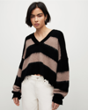 Allsaints Striped Lou Sweater In Blk/chestnut Brown