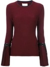 3.1 Phillip Lim / フィリップ リム Pleated Cuff Ribbed Pullover In Burgundy