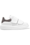 ALEXANDER MCQUEEN SUEDE-TRIMMED LEATHER EXAGGERATED-SOLE trainers