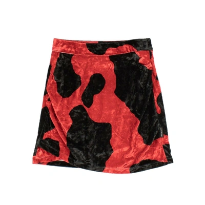 Marcelo Burlon County Of Milan Red And Black Velvet Ladybug Mini Skirt