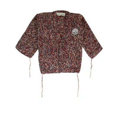 Off-white Red And Multicolor Rope Knit Cardigan In Brown