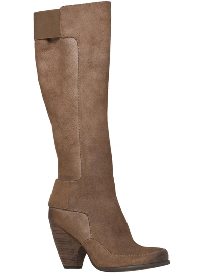 Leon Max Jasper Womens Suede Stacked Heel Knee-high Boots In Brown