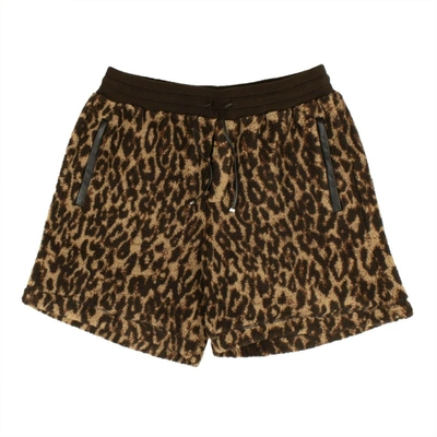 Amiri Men's Leopard Print Fleece Shorts In Brown
