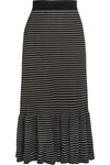 SONIA RYKIEL METALLIC STRIPED COTTON-BLEND MIDI SKIRT