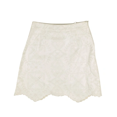 Off-white White Embroidered Leather Skirt