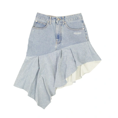 Off-white Blue Two Tone Ruffle Denim Skirt