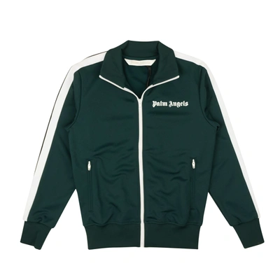 Palm Angels Black Classic Polyester Side Stripe Track Jacket In Green