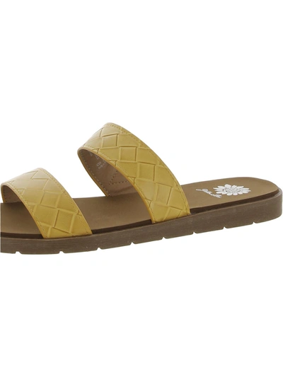 Yellowbox Feylie Womens Slip On Open Toe Flatform Sandals In Gold