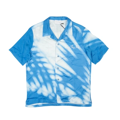 Blue Sky Inn Blue Viscose Shadow Print Short Sleeve Shirt