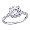 Mimi & Max 2ct Dew Cushion Created Moissanite And 1/4ct Tw Diamond Halo Engagement Ring In 14k White Gold In White