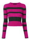 PROENZA SCHOULER CREWNECK ULTRAFINE STRIPED JUMPER,R173731